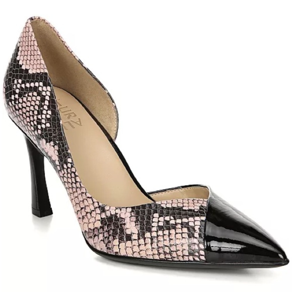 NATURALIZER 9.5 AUDRA Mixed Material Leather Animal Print Pink Black Pumps Heels